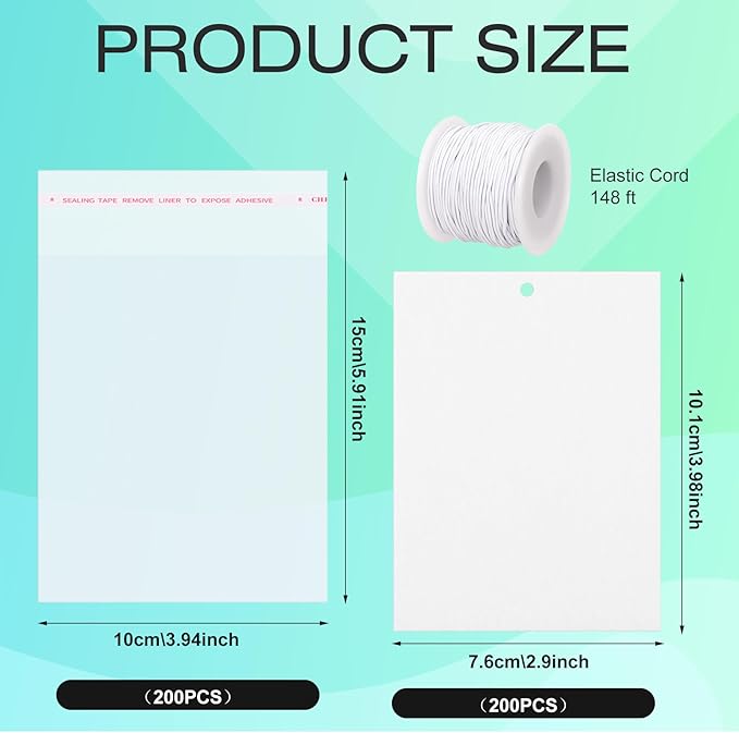 200 Pcs Sublimation Air Fresheners Blanks, Custom Photo Car Air Freshener, Sublimation Blanks Bulk DIY Scented Hanging Sheets Felt With 200 PCS Bags and 19.7in Rope for Car Home Hanging Decor