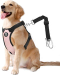 Dog Seat Belt, Safety Vest Dog Car Harness with Adjustable Buckle Dog Seat-Belt for Vehicle Nylon Pet Safety Seats Belts Heavy Duty(XL, Pink)