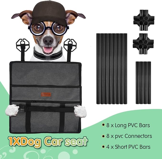 SWIHELP Dog Car Seat Puppy Portable Pet Booster Car Seat with Clip-On Safety Leash and Stable Fram, Anti-Collapse,Perfect for Small Pets