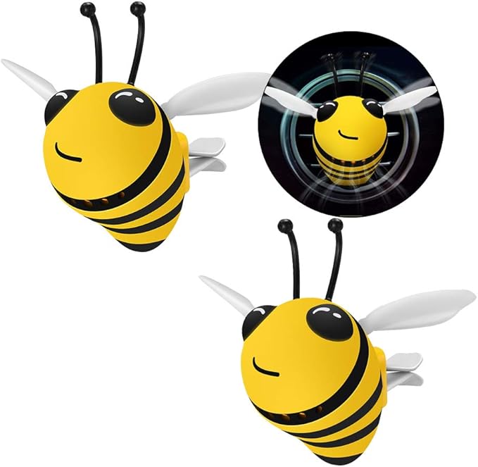 2PCS Little Bee Car Air Vent Clip, Automobile Perfume Air Conditioning Vent Accessories, Cute Car Air Freshener Gift (yellow)