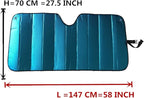 Car Sun Shade, Sun Protector,Foldable Front Window Shade-Thicken 5-Layer Bubble for Auto Windshield UV Protection and Heat Reflector 58"x 27.5" (Blue)
