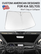 Proadsy 2026 Upgrade Windshield Sun Shade Custom Fit Kia Seltos 2021-2025 2026 Foldable Front Sunshade Protector Sun Visor Blocks UV Rays Keep Car Cooler Accessories