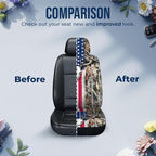 GENANY Hunting Car Seat Covers Set of 2, Deer Skull Breathable Front Seat Covers for Truck Sedan SUV, American Flag Car Accessories, Hunting Gift for Women Men