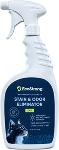 Eco Strong Cat Stain And Odor Remover | Enzyme Urine Odor Neutralizer - Stain Remover for Carpet, Litter Boxes, Bedding, and Laundry [Citrus Scent, 32 oz. Spray]