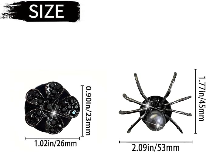 4 Pcs Black Bling Spider and Daisy Car Air Fresheners Vent Clips Diffuser Vent Clip Rhinestone Diamond Decoration Car Interior Decor Cute Accessories for Women, Automotive Air Fresheners