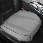 GIANT PANDA 2pcs Front Car Seat Covers Bottom Seat Covers, PU Leather Driver Car Seat Protectors Fits 95% of Vehicles, Wrapping Around The Bottom (Grey)