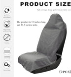 2PCS Car Towel Seat Cover, Waterproof Sweating Non-Slip Premium Soft Towel Carseat Protector, Universal Machine Washable Car Truck SUV Front Seat Cover for Gym Workout Beach Hiking (Gray)
