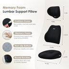 FLORICH Car Seat Cushion & Lumbar Support Pillow & Car Neck Pillow, Ergonomic Memory Foam Driving Seat Cushion for Back & Sciatica Pain Relief, Non-Slip Washable Cushion for Car, Driver, Office-Black