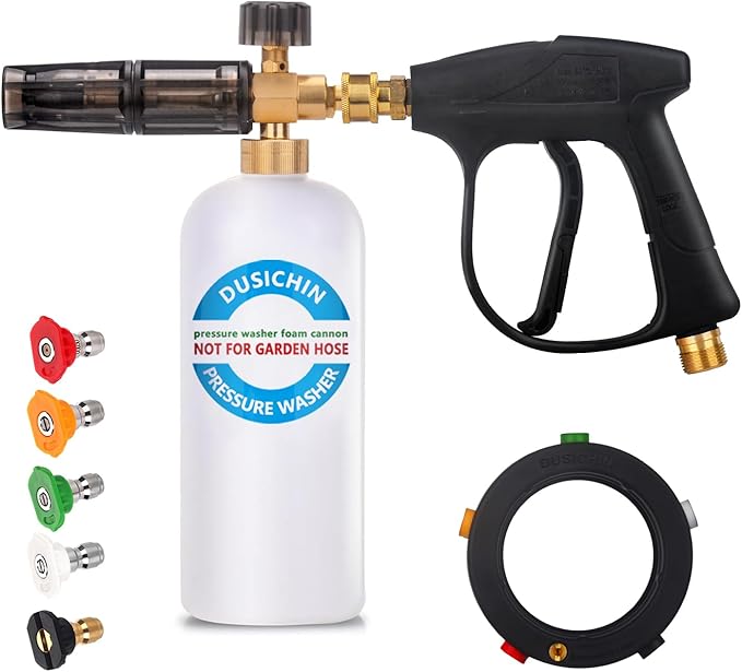 DUSICHIN DUS-018 Foam Cannon Lance Pressure Washer Nozzle Tip Spray Gun 3000 PSI Jet Wash Car Detailing