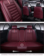 OASIS AUTO Car Seat Covers Full Set Premium Waterproof Faux Leather Cushion Universal Accessories Fit SUV Truck Sedan Automotive Vehicle Auto Interior Protector (OS-001 Burgundy)
