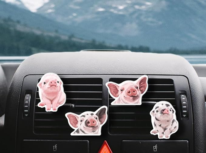WIRESTER Set of 4 Fresh Scented Car Air Freshener Vent Clip, Decorative Accessories, Interior Decoration for Cars - Dogs, Cats, Animal