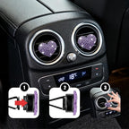 4PCS Heart-Shaped Car Vent Clip with Rhinestone, Vent Clip Car Accessories, Sparkly Rhinestone Bling Diamond Freshener Holder, Air Conditioning Outlet Ornament for Women Girls (Purple, Style1)