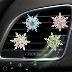 Bling 4Pcs Snowflake Air Vent Clips Car Air Freshener Outlet Clips Bling Rotatable Snowflake Car Vent Decorations Stress Relief Auto Accessories Toy Refillable (Green)