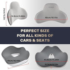 Coverado Car Seat Cushion and Lumbar Support Pillow, Memory Foam Ergonomic Back Support Driving Seat Cushion for Sciatica, Tailbone, Back Pain, Non-Slip Washable Cushion for Car, Driver, Office