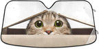Funny Cat Car Windshield Sun Shade Cute Animal Foldable UV Ray Sun Visor Protector Sunshade to Keep Your Vehicle Cool (55" x 27.6")