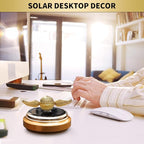Golden Fidget Spinner Solar Energy Toy, Car Air Freshener Dashboard Decoration Powered by Sunshine, Cool Science Kit Spinning Ball Toy with Solar Panels, Premium Gift for Boyfriend Men Women