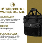 Halo 28L Hybrid Cooler & Warmer Bag | Electric Travel Cooler, Collapsible for Easy Storage, Keep Drinks Cold & Food Warm, Ice Free Cooling, Includes Shoulder Strap, DC Power Cord & AC Adapter