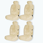 ZONETECH Sheepskin Seat Covers Fuzzy Car Seat Covers Tan Australian Merino Wool Fluffy Fur Auto Accessories All Season Protection for Your Seats Universal Fits Most Car SUV Airbag Compatible 4-Pack