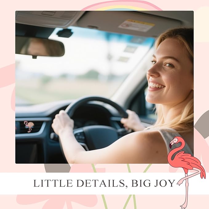 Bling Flamingo Car Air Freshener Vent Clip,Cute Pink Car Accessories,Rhinestone Auto Interior Dashboard Decoration for Women,Refillable Fragrance Diffuser