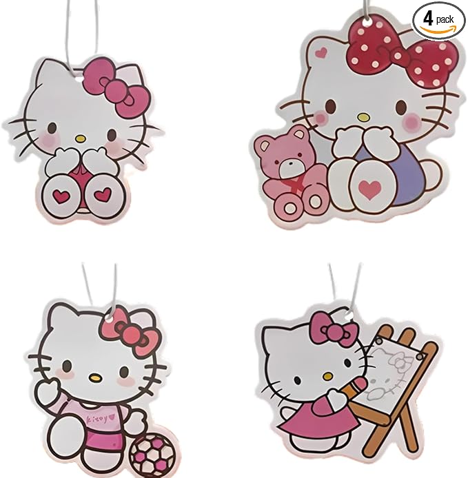 4 Pack Cute Car Air Freshener - Strawberry Scent, Funny Decor Hanging Fresheners for Car Interior & Room Decorations