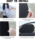Car Window Shade, 6Pack Set Auto Sun Shades for Side Window Front and Rear Windshield with Storage Pouch for Car, SUV, Van, Truck, Full Sun Protection, Block UV Rays, Keep car Cool (59.5"x27.6"/6PCS)