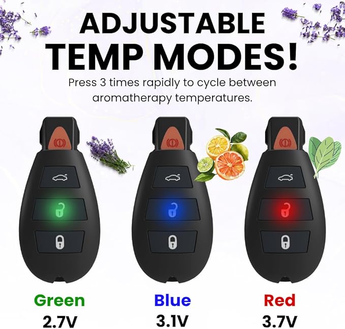 Discreet Car Key Aromatherapy Battery with Soft Touch Finish, Universal Thread Diffuser for On-the-Go Relaxation, Rechargeable Keychain Wellness Tool, Great Gift for Birthday, Holiday, or Everyday Use