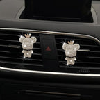 Bling Cute Diamond Bear Air Vent Clips Car Accessories,Shiny Crystal Bear Car Air Freshener Vent Clip,Rhinestone Car Decor Glitter Car Interior Interior Decoration，Holiday Gift for Boys Girls Friends Family (Silver 1 x Bear， 2 x Cute bling Hook)