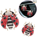 Ladybug Car Accessories,2pcs Red Bling Lady bug Air Vent Clips Car Air Freshener,Cute Dashboard Decorations Gift for Women,Girly Refillable Diffuser with Felt Pads