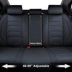 Black Car Seat Covers Full Set, Breathable Leather Automotive Front and Rear Seat Covers & Headrest for Comfortable Driving, Universal Auto Interior Fit for Most Kinds of Vehicles, Cars
