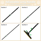 B-Land Carpet Rake for Pet Hair Removal, Reusable Pet Hair Remover with 60” Adjustable Long Handle, Carpet Scraper Dog Cat Hair Remover Tool for Rugs, Mats, Couch, Furniture-Black Pole