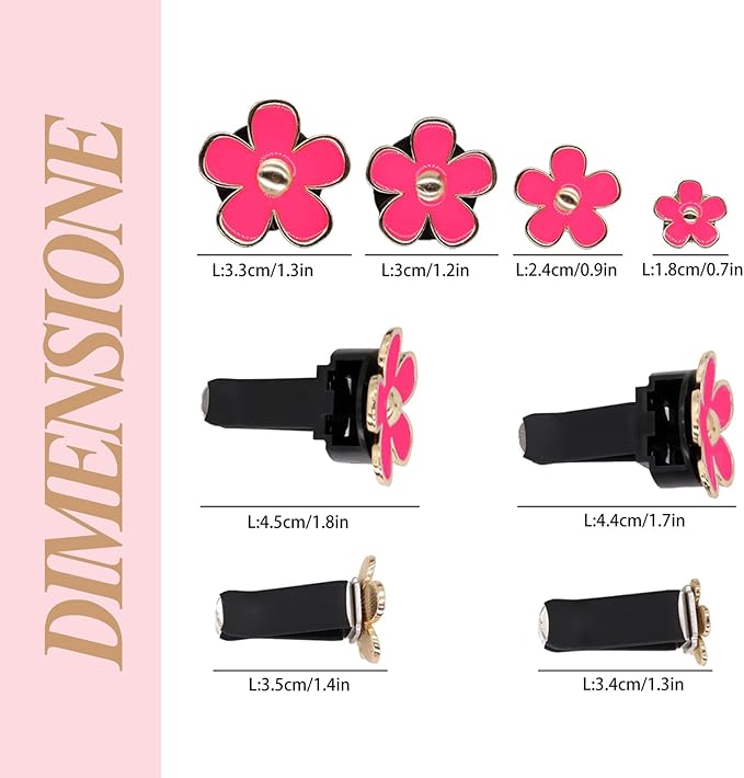 Cute Flowers Air Vent Clips Car Air Freshener,4pcs Rose Red Girly Daisy Flower Car Accessories for Women,Lavender Car Scent Decorations Refillable Clips On Air Freshener