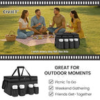 CIVJET Insulated Food Delivery Bag with 4 Cup Holders, XXX-Large Grocery Bags Keep Food Hot/Cold, Catering Cooler Bags with Drink Carrier, Commercial Food Warmer for Transport & Shopping, Black