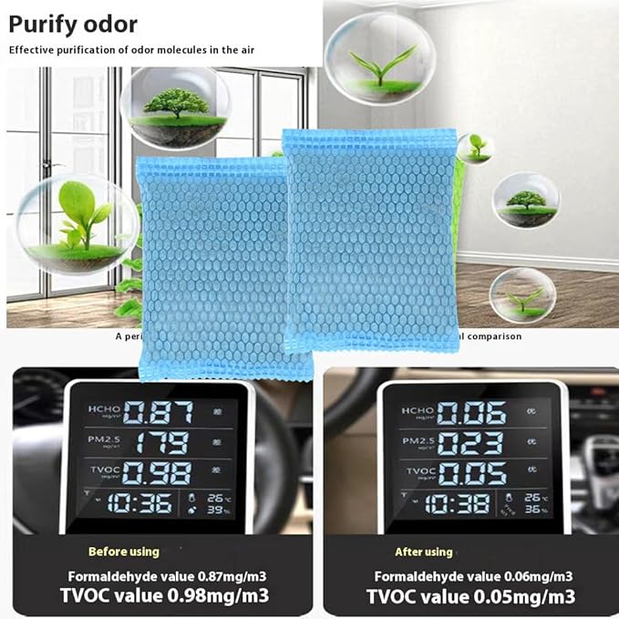 6Pack Luxury Activated Charcoal Odor Absorber Air Purifying Bag for Home or Cars Odor Eliminator; Car Deodorizer Air Freshener; 50g/Pack Natural Air Freshener for Home,Car,Closet,Basement,Pets