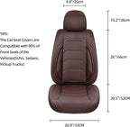 Brown Car Seat Covers Full Set, Breathable Leather Automotive Front and Rear Seat Covers & Headrest for Reduce The Driving Fatigue, Compatible with Most Vehicles, Cars