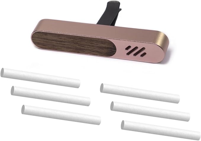 Luxury Car Air Freshener Vent Clip – Premium Wood & Metal Diffuser in Multiple Colors & Scent Kits – Reusable, Unisex for Men & Women (Rose Gold, Pure Neutral Six)