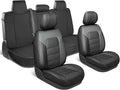 Deluxe Edition Napa Leather Seat Covers Full Set – Black & Gray Car Seat Covers Front Seats and Back Car Seat Protector, Waterproof and Universal Fit for Most Small to Mid Size Truck & SUVs