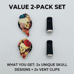 Car Air Vent Clips，Car Air Fresheners Vent Clips Car Diffuser Vent Clip，Car Decoration Cute Car Interior Decor，Car Accessories for Women (2 Pcs Love Skull)