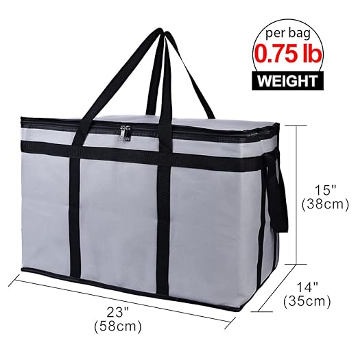 Bodaon 4-Pack Insulated Food Delivery Bag, XXX-Large Meal Grocery Tote Insulation Bag for Hot and cold Food, Commercial Cooler/Thermal Bags, Large Capacity Reusable Warming Bag, Gray