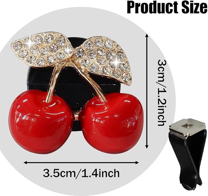 4PCS Cherry Car Air Vent Freshener Perfume Clip, Car Vent Accessories, Rhinestone Air Outlet Fragrance Perfume Clip Freshener, Auto Interior Decoration Accessories Stylish Fresheners for Women