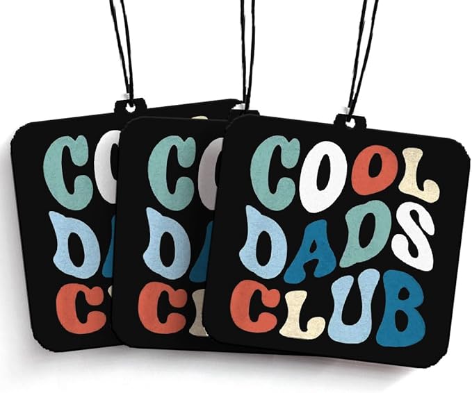 Cool Dads Club Car Air Freshener Hanging Retro Dads Car Accessories Hanging 2Pcs, Dad Car Charm Gifts for Father Rear View Mirror Decor Father's Day Gifts Father Gifts for Men(Black I)