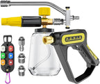 POHIR 5000 PSI Pressure Washer Gun with Cannon, Power Washer Sprayer with Dual Adjustable Foam Lance,1/4" Quick Connector with Nozzle Tips (Gun+Foam Cannon+Dual Connector+Nozzle)