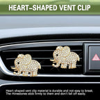 2PCS Car Air Vent Clip, Car Vent Accessories, Crystal Elephant Car Air Fresheners Vent Clips, Rhinestone Air Conditioning Outlet Clip Interior Decoration Universal for Women and Girls (Gold)