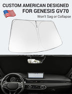 Proadsy 2026 Upgrade Windshield Sun Shade Custom Fit Genesis GV70 2022-2025 2026 Foldable Front Sunshade Protector Sun Visor Blocks UV Rays Keep Car Cooler Accessories
