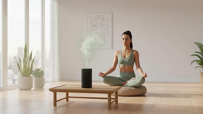 Waterless Essential Oil Diffuser Aromatherapy Scent Diffusers for Home Large Room, Bedroom, Car, Office, Desk, Battery Operated Mini Portable Air Freshener (Black)