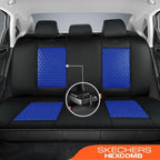 Skechers Memory Foam™ Car Seat Cover Full Sets, Hexcomb Breathable Thick Seat Covers, Airbag Compatible, Automotive Comfort & Protection for Most Cars,Van,Trucks, SUVs (Blue,Full Set)