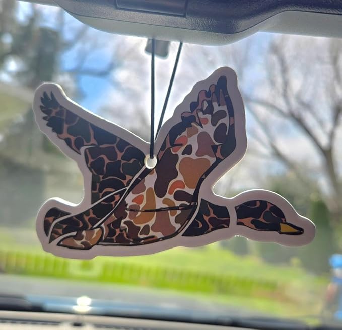 ThatsRad Car Air Freshener Duck Fly Fishing Fish Hunting Stocking Stuffer (One Size, Camo Mallard/Leather Scent)
