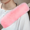 Soft & Cozy Australian Sheepskin Car Seat Belt Covers,2 Pack Fluffy Seatbelt Pads, Genunie Sheepskin Fur Shoulder Straps Cushions for Adults Kids Women and Men (Light Pink)