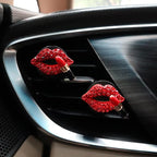 4pcs Red Car Vent Clips Air Freshener Dazzling Lips Lipstick Girly Car Decor Accessories for Women Bling Car Interior Decorations Refillable Diffuser
