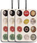 Vintage Lucky 8 Ball Car Air Freshener Trendy Retro Funky Disco Ball Car Accessories Hanging 3Pcs, Funky Aesthetic Cars Scents Mirror Decor Cheetah Print 8 Balls Cars Gifts for Women Girls(Real)