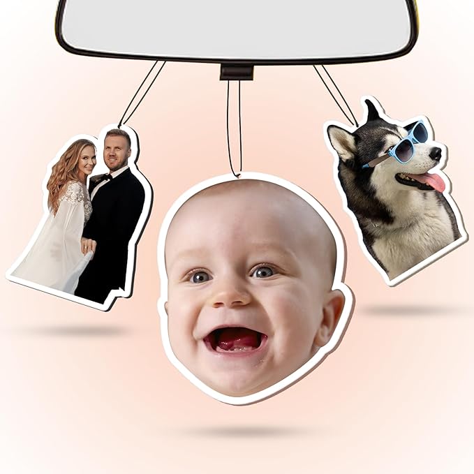 Custom Air Fresheners with Picture - Photo Air Freshener for Car,Double-Sided Customized Photo Text, Personalized Gift for Boyfriend Men Car (Crop)